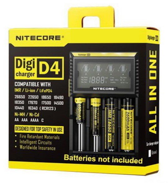 Nitecore D4 LCD Универсальное зарядное устройство + кабель для автомобильной подзарядки