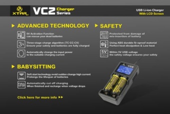 Зарядное устройство XTAR VC2 для Li-Ion аккумуляторов
