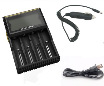 Nitecore D4 LCD Универсальное зарядное устройство + кабель для автомобильной подзарядки Nitecore D4 LCD Универсальное зарядное устройство + кабель для автомобильной подзарядки