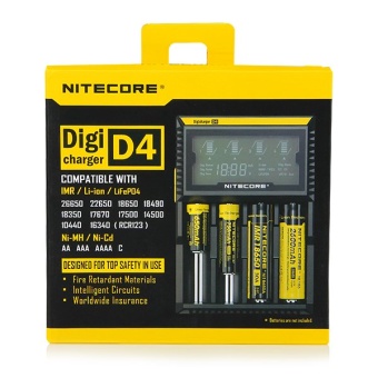 Nitecore D4 LCD Универсальное зарядное устройство + кабель для автомобильной подзарядки Nitecore D4 LCD Универсальное зарядное устройство + кабель для автомобильной подзарядки