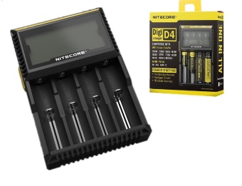 Nitecore D4 LCD Универсальное зарядное устройство + кабель для автомобильной подзарядки Nitecore D4 LCD Универсальное зарядное устройство + кабель для автомобильной подзарядки